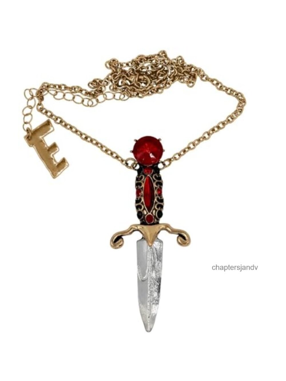 Elvira Dagger Necklace Simulated Crystal Horror Jewelry Gothic Cosplay